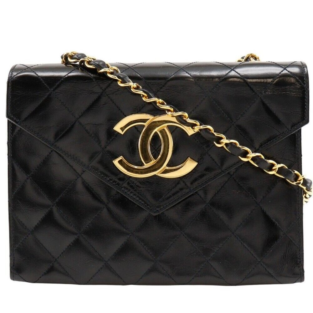 CHANEL ChainShoulder Shoulder Bag Decacoco Matelasse vintage black enamel